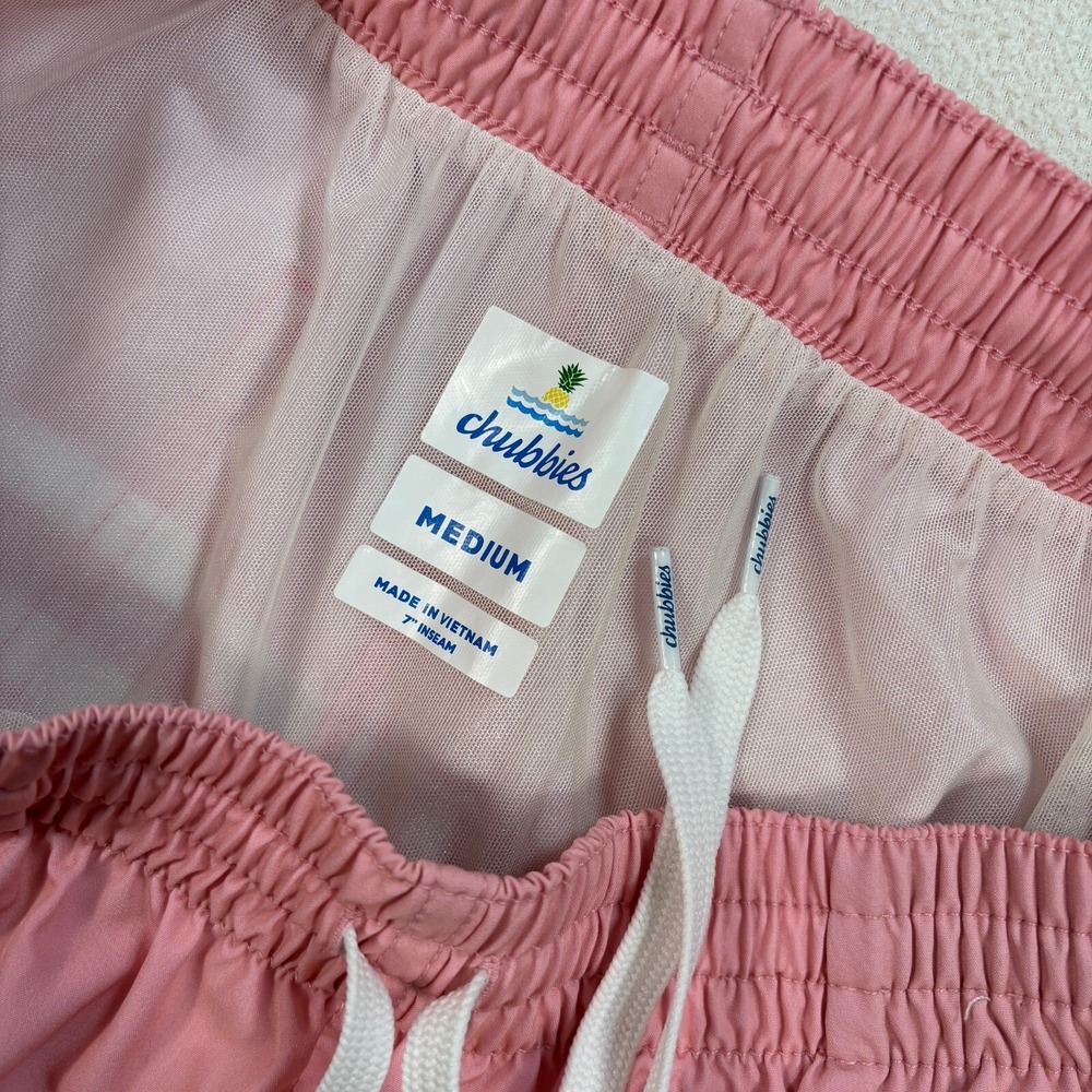 Chubbies The On The Horizons 7" Swim Trunks‎ Men's M Pink Blue Stripe Mesh Lined - Picture 3 of 12